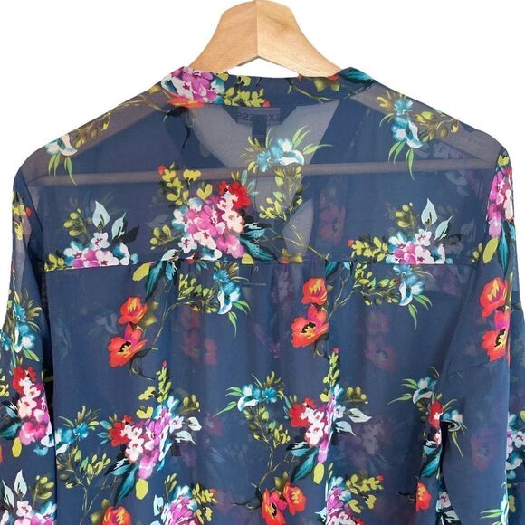 Express Floral Tiered Sleeve Semi Sheer Top - Picture 7 of 8